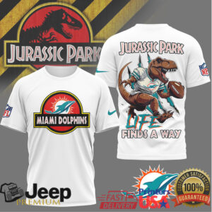 Miami Dolphins Jurassic Park Style Life Finds A Way T Rex T Shirt