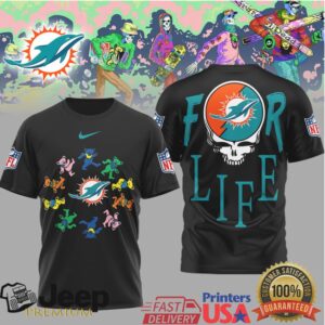 Miami Dolphins Official NFL Grateful Dead For Life 3D Shirt Miami Dolphins Official NFL Grateful Dead For Life 3D Shirt