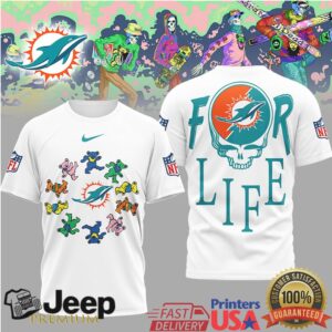 Miami Dolphins Official NFL Grateful Dead For Life 3D Shirt