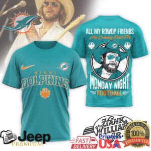 Miami Dolphins Official NFL Hank Williams Jr. 3D Shirt Miami Dolphins Official NFL Hank Williams Jr. 3D Shirt