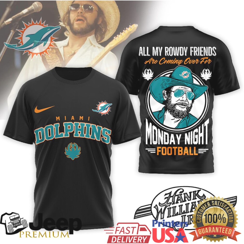 Miami Dolphins Official NFL Hank Williams Jr. 3D Shirt Miami Dolphins Official NFL Hank Williams Jr. 3D Shirt