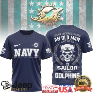 Miami Dolphins Official NFL Navy Veteran 3D Shirt