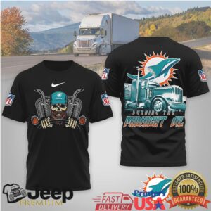 Miami Dolphins Official NFL Truck Driver Burn The Midnight Oil 3D Shirt