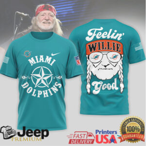 Miami Dolphins Official NFL Willie Nelson 3D Shirt Miami Dolphins Official NFL Willie Nelson 3D Shirt