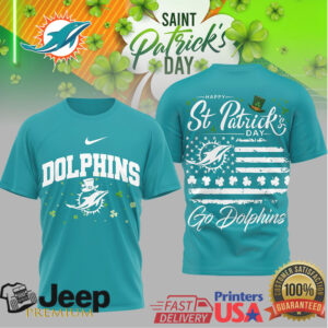 Miami Dolphins St. Patrick'S Day Lucky Leprechaun Flag Tshirt