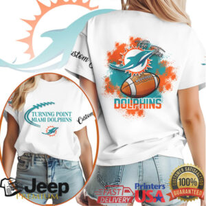 Miami Dolphins Turning Point Football Tee Custom Aqua & Orange Graphic