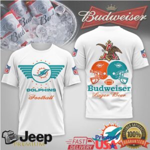 Miami Dolphins x Budweiser Beer Logo Classic Football T Shirt