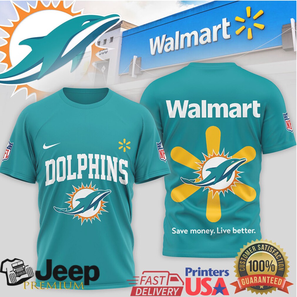Miami Dolphins x Walmart Save Money Live Better Mashup Shirt Miami Dolphins x Walmart Save Money Live Better Mashup Shirt