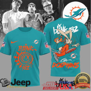 Miami DolphinsOfficial NFL Blink 182 3D Shirt Miami DolphinsOfficial NFL Blink 182 3D Shirt