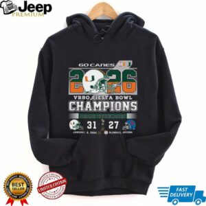 Miami Hurricanes 2026 Vrbo Fiesta Bowl Champions T Shirt