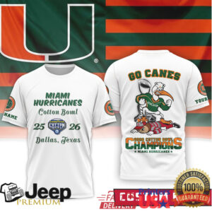 Miami Hurricanes Cotton Bowl Champions 2026 Custom Name Shirt Miami Hurricanes Cotton Bowl Champions 2026 Custom Name Shirt