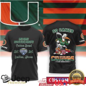 Miami Hurricanes Cotton Bowl Champions 2026 Custom Name Shirt