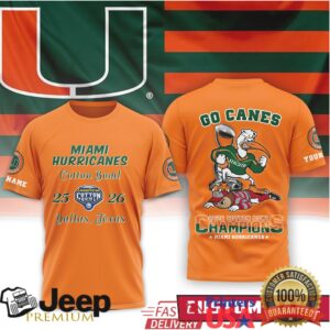 Miami Hurricanes Cotton Bowl Champions 2026 Custom Name Shirt
