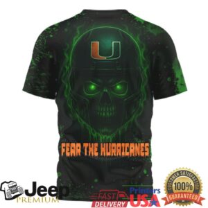 Miami Hurricanes Fear The Hurricanes Skull Helmet 3D All Over Print T Shirt
