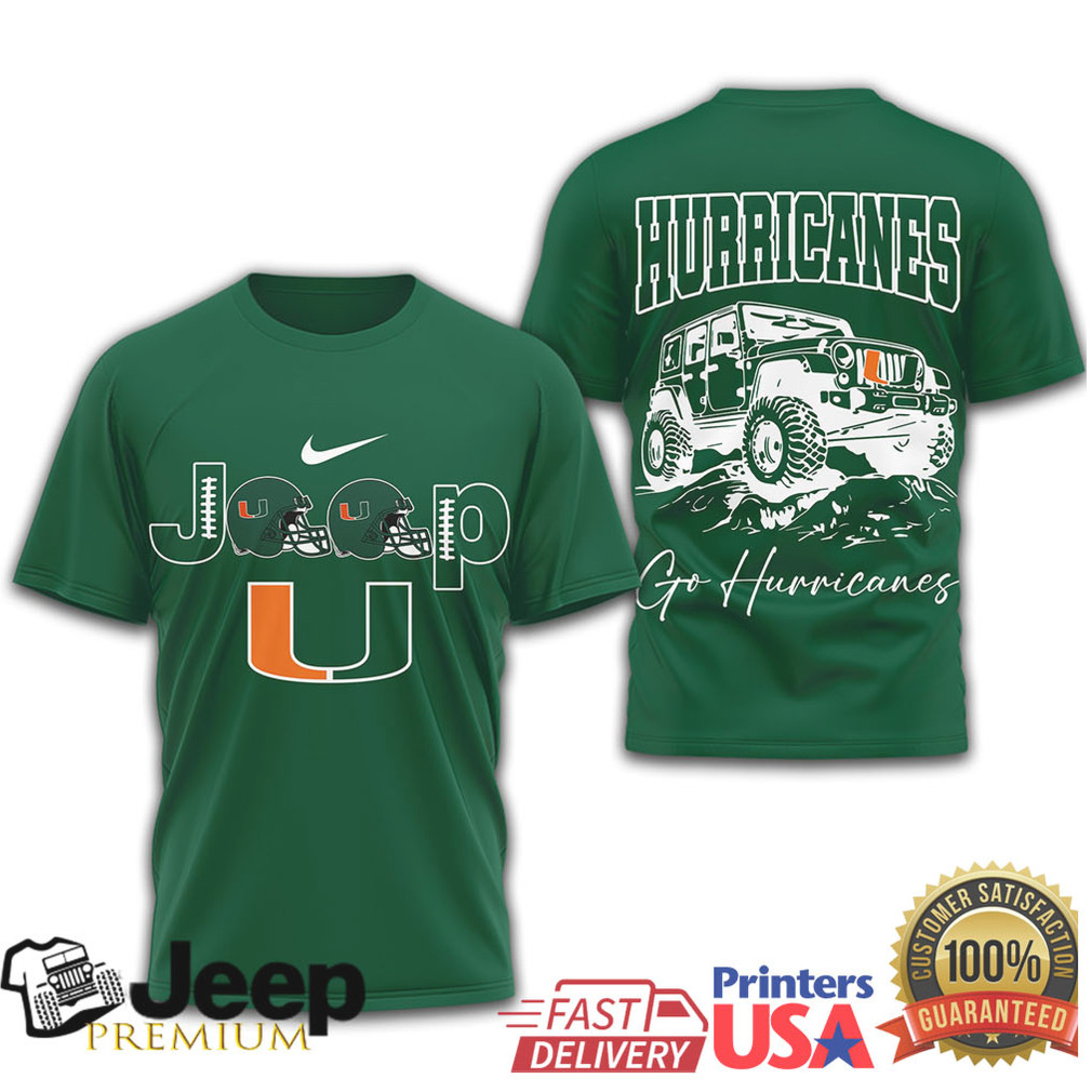 Miami Hurricanes Ncaa Jeep “Go Canes” Graphic Tshirt Miami Hurricanes Ncaa Jeep “Go Canes” Graphic Tshirt
