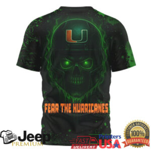 Miami Hurricanes Official NCAA Skeleton Halloween 3D Shirt