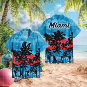 Miami Marlins MLB Teal Paradise Sunset Hawaiian Shirt