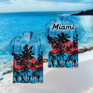 Miami Marlins MLB Teal Paradise Sunset Hawaiian Shirt