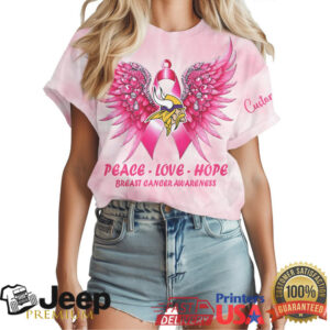 Minnesota Vikings Breast Cancer Awareness Peace Love Hope Pink Tie Dye Shirt