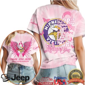Minnesota Vikings Breast Cancer Awareness Peace Love Hope Pink Tie Dye Shirt