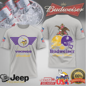Minnesota Vikings Budweiser Beer Helmet Graphic Sport T Shirt