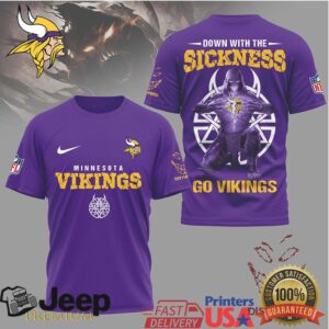 Minnesota Vikings Disturbed Down With The Sickness T Shirt