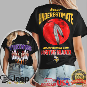 Minnesota Vikings Native Blood Heritage Moon & Feathers Shirt