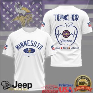 Minnesota Vikings Nfl Teacher Appreciation Teach Love Inspire Shirt