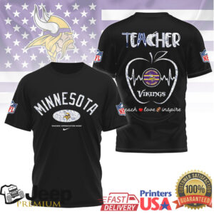 Minnesota Vikings Nfl Teacher Appreciation Teach Love Inspire Shirt