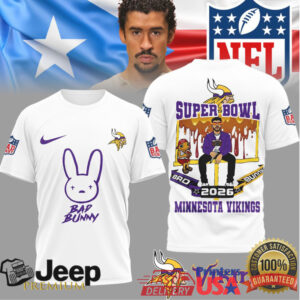 Minnesota Vikings Official NFL Bad Bunny Super Bowl 3D Shirt