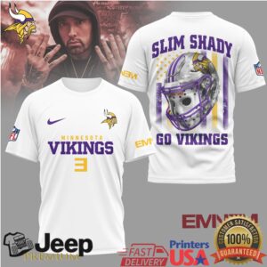 Minnesota Vikings Official NFL Eminem Fan 3D Shirt