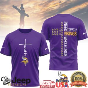 Minnesota Vikings Official NFL Faith Over Fear 3D Shirt