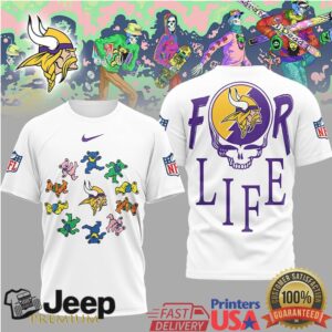 Minnesota Vikings Official NFL Grateful Dead For Life 3D Shirt
