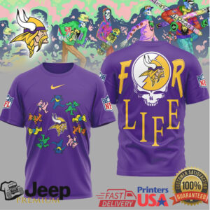Minnesota Vikings Official NFL Grateful Dead For Life 3D Shirt
