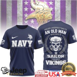 Minnesota Vikings Official NFL Navy Veteran 3D Shirt