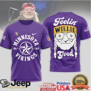 Minnesota Vikings Official NFL Willie Nelson 3D Shirt