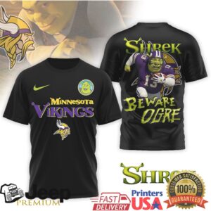 Minnesota Vikings Shrek Beware Ogre Mashup T Shirt