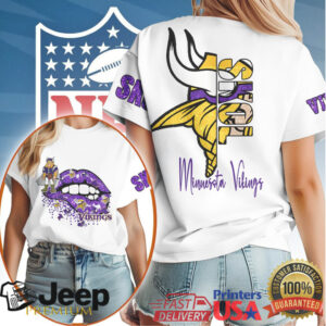 Minnesota Vikings Skol Glitter Lips Viking Mascot Gameday Tee