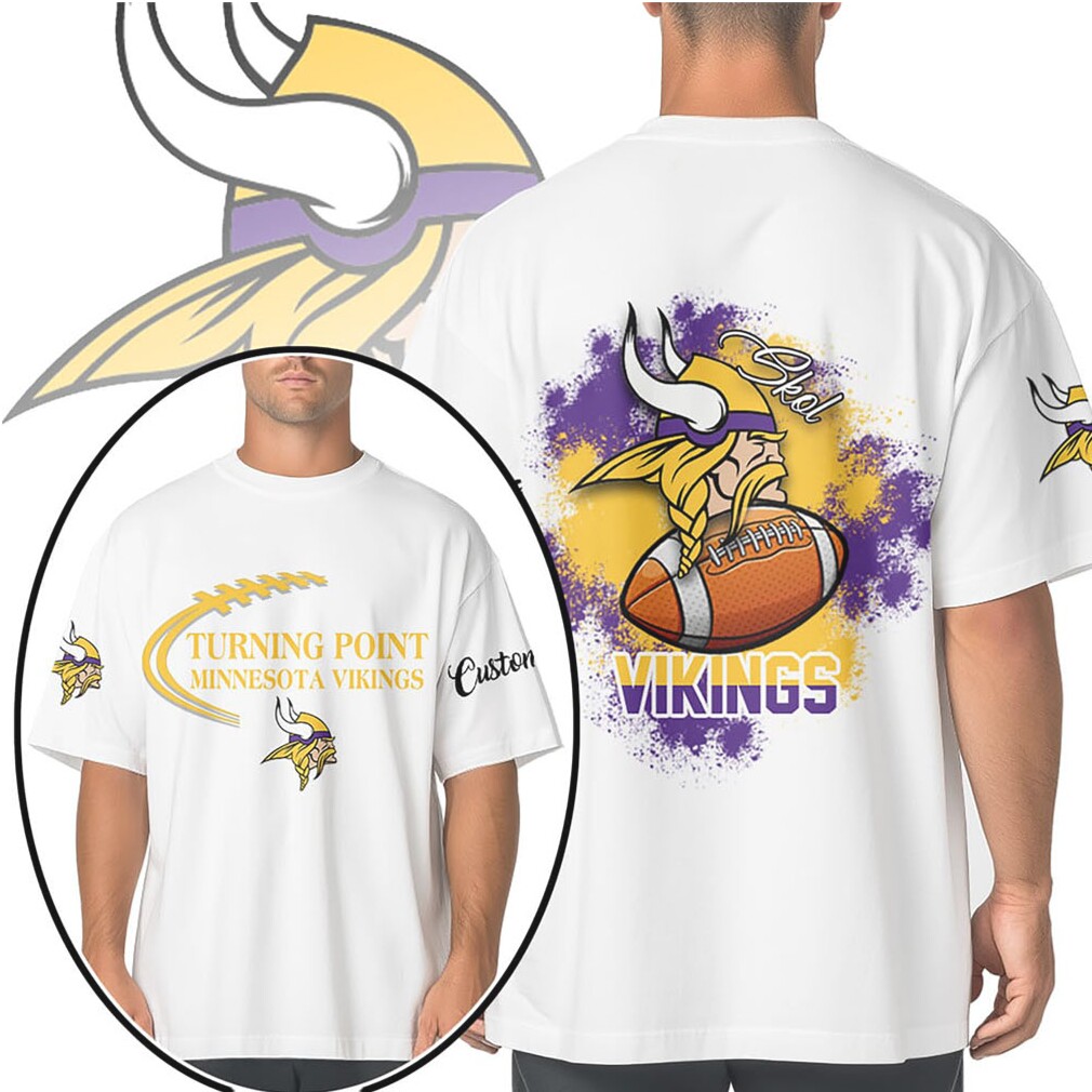 Minnesota Vikings Skol Vikings Custom Fan Graphic White T Shirt Minnesota Vikings Skol Vikings Custom Fan Graphic White T Shirt