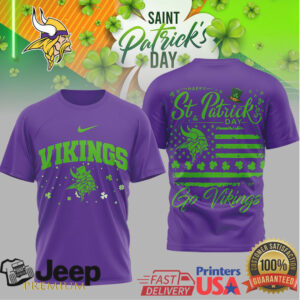Minnesota Vikings St. Patrick'S Day Leprechaun Nordic Flag Tshirt