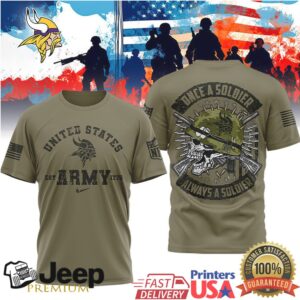 Minnesota VikingsOfficial NFL Once A Soldier Always A Soldier 3D Shirt