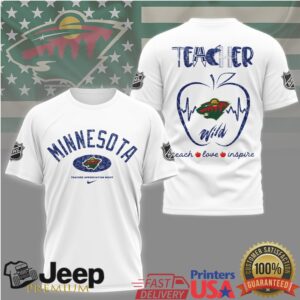 Minnesota Wild Teacher Appreciation Night Tee Teach Love Inspire Hockey Shirt