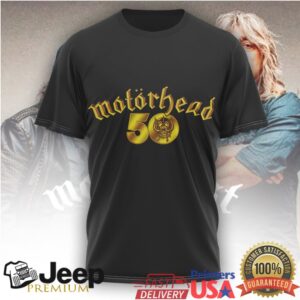 Motörhead 50th Anniversary Golden Logo Greatest Hits Tracklist Shirt