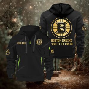 NHL Boston Bruins Gold Logo Quarter 2026 Zip Hoodie