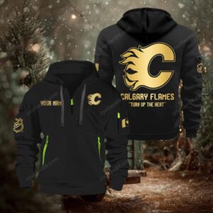 NHL Calgary Flames Gold Logo Quarter 2026 Zip Hoodie