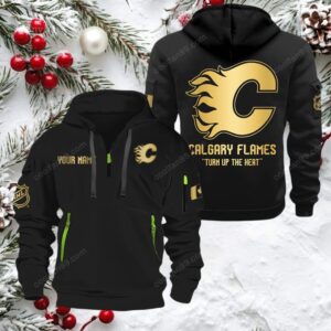NHL Calgary Flames Gold Logo Quarter 2026 Zip Hoodie