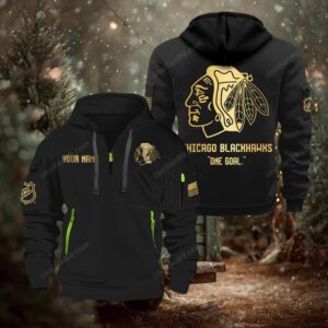 NHL Chicago Blackhawks Gold Logo Quarter 2026 Zip Hoodie