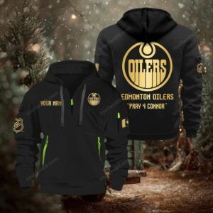 NHL Edmonton Oilers Gold Logo Quarter 2026 Zip Hoodie