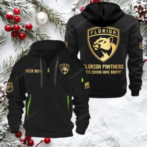 NHL Florida Panthers Gold Logo Quarter 2026 Zip Hoodie