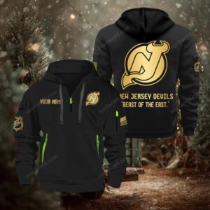NHL New Jersey Devils Gold Logo Quarter 2026 Zip Hoodie